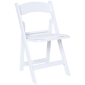 Chair, White Resin Padded Seat Chair, White Resin Padded Seat